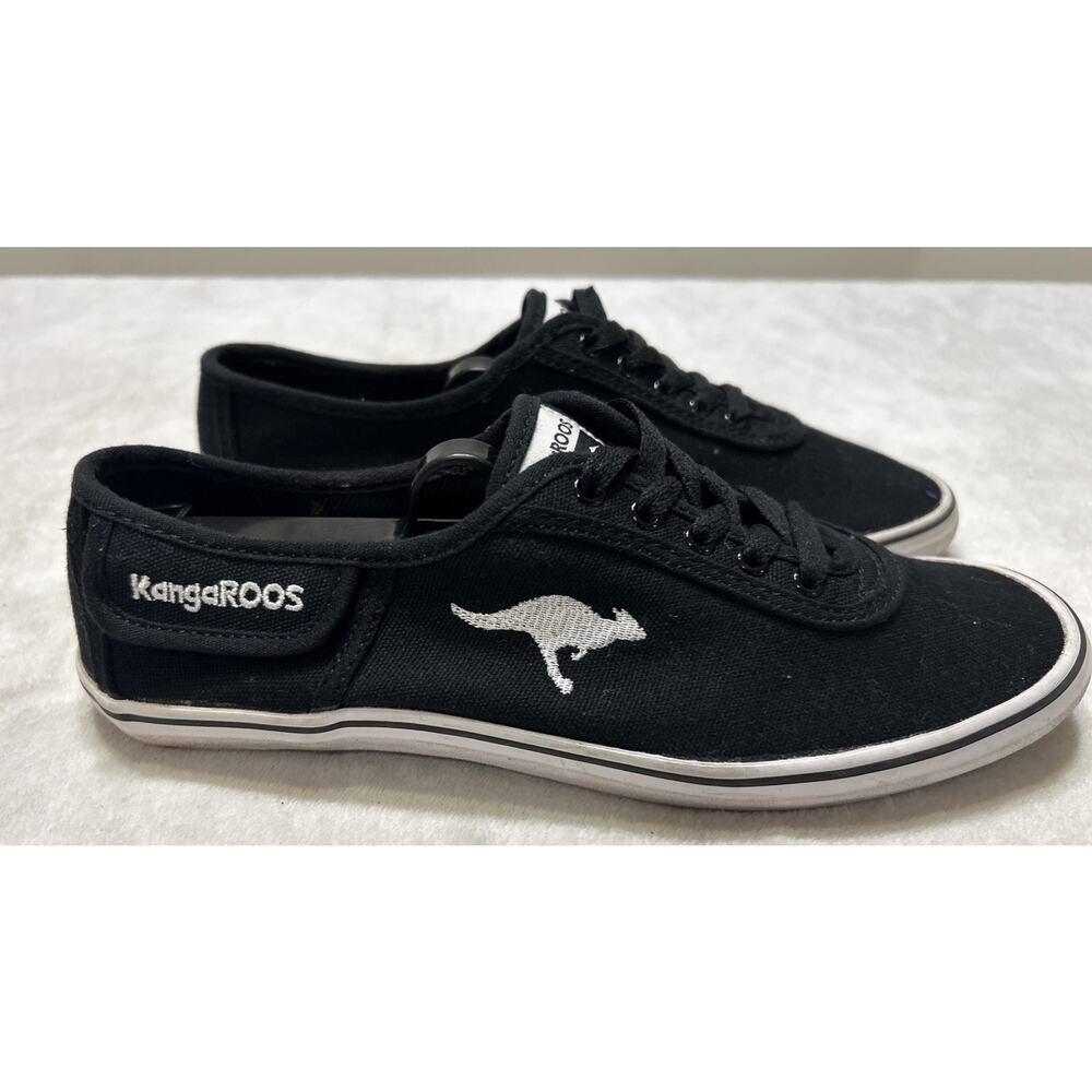KangaROOS Shoes Women’s 9 Slip On Sneakers Black Canvas Round Toe Lace Up Casual